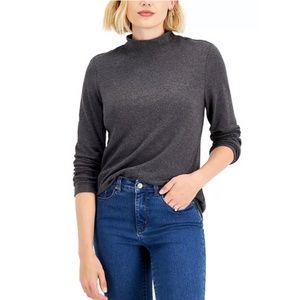 Karen Scott Mock-Neck Cotton Top